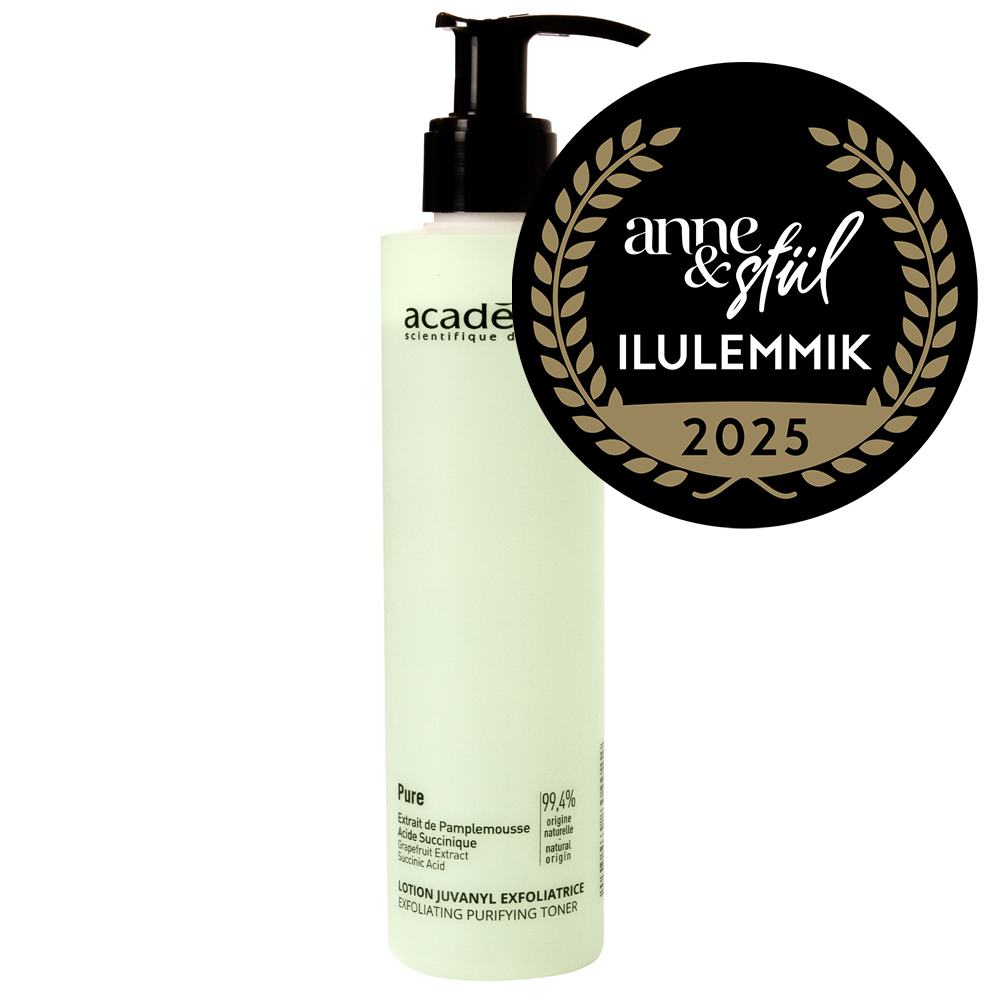 Meie armastatud Pure liini Lotion Juvanyl Exfoliatrice on pälvinud maineka Anne & Stiil Ilulemmiku auhinna! Lotion Juvanyl Exfoliatrice 200ml – Kooriv puhastav 